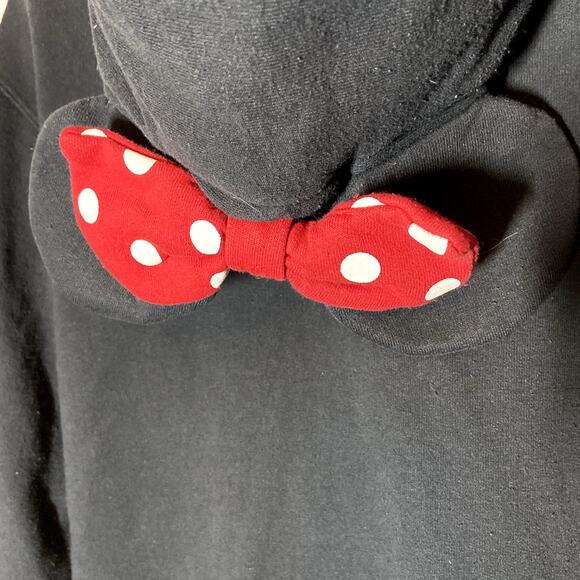 Disney Parks Hoodie Sweatshirt Minnie Mouse Ears Silhouette Bowtie Hood Black L - Picture 3 of 6